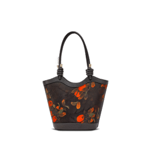 Xiangyunsha Silk Leather Printed Persimmon Shoulder Bag