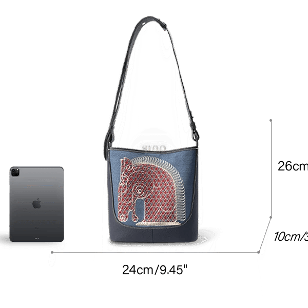 シノワズリ・ホース・エンブロイダリー・クロスボディ寸法図 chinoiserie-horse-embroidered-crossbody-dimensions