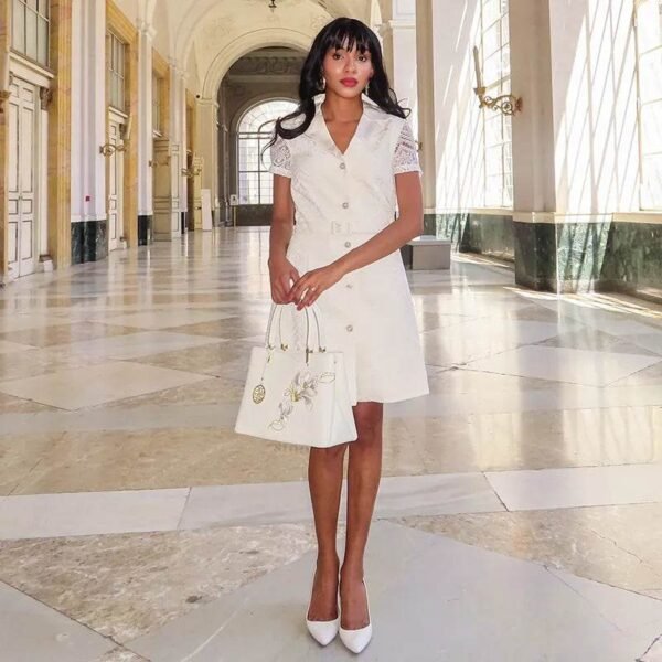 embroidery-leather-magnolia-tote-bag-scarf-model-side embroidery-leather-magnolia-tote-bag-scarf-model-side