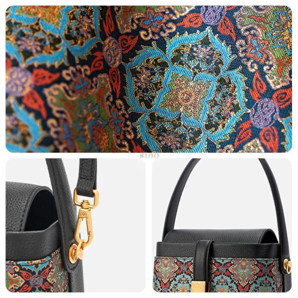 song-brocade-bag-details-scrolling-foliage-lotus-weave-hardware-leather-strap song-brocade-bag-details-scrolling-foliage-lotus-weave-hardware-leather-strap