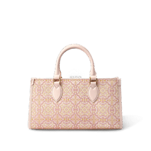 Song Brocade Leather Handbag – Pink & Gold DingSheng Motif