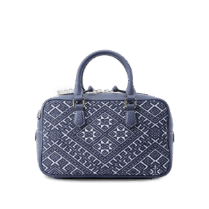 Zhuang Brocade Flying Swallow Motif Embroidered Leather Crossbody Bag